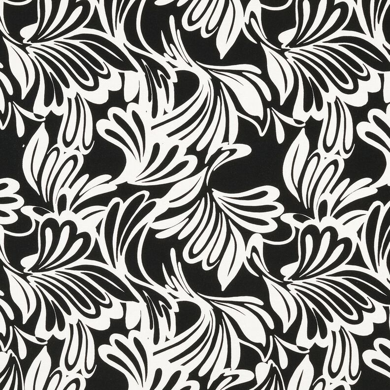 Jersey de viscose Flores abstratas – preto/marfim,  image number 1