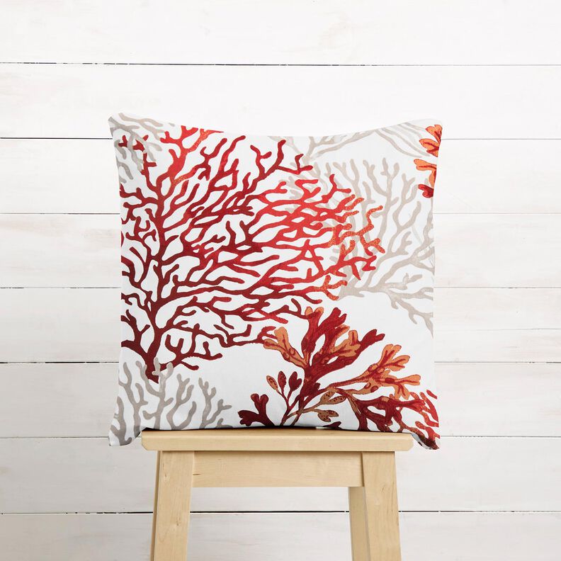 Tecido de algodão Cretone Grandes corais – branco/laranja-pêssego,  image number 7