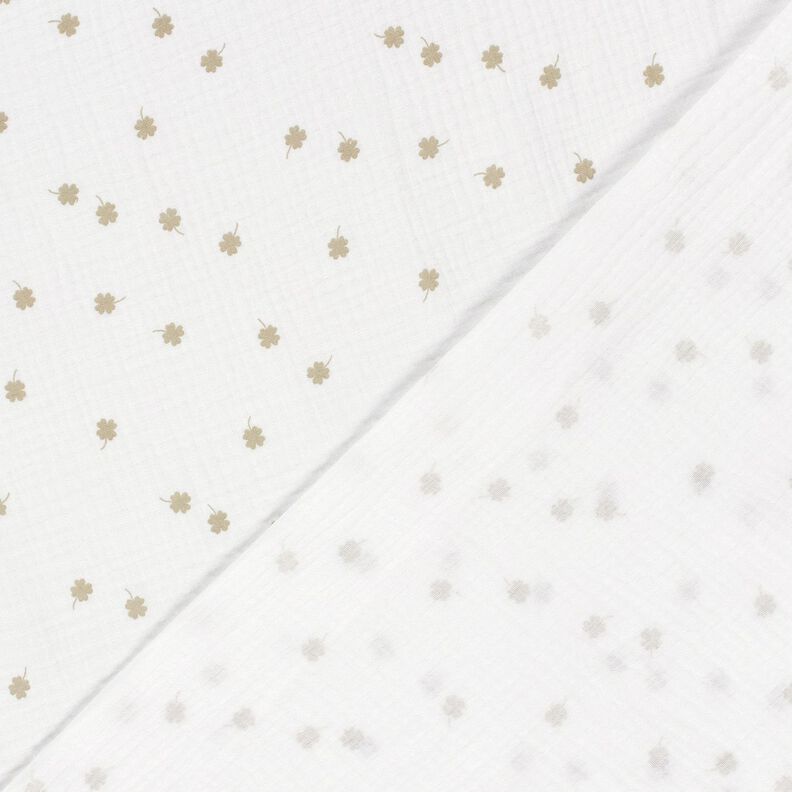 Musselina/ Tecido plissado duplo Trevo da sorte &ndash; branco sujo/pist&aacute;chio,  image number 4