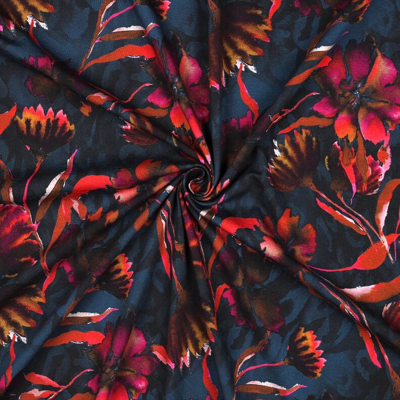 Jersey de algod&atilde;o Flores expressivas Impress&atilde;o Digital &ndash; azul-noite/uva,  image number 3