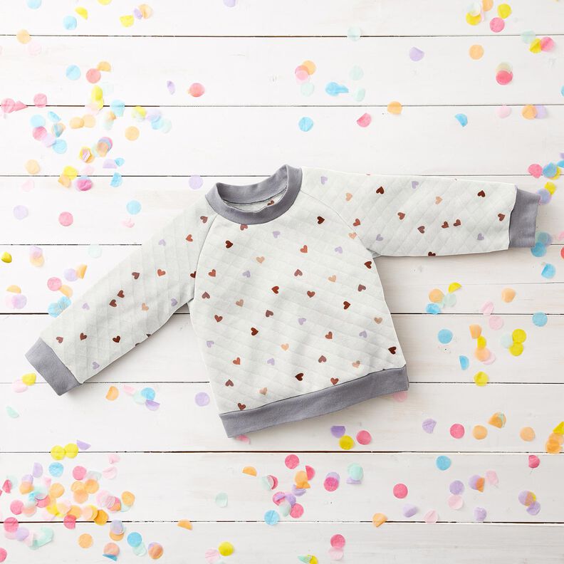 Dupla face Jersey Corações coloridos – marfim,  image number 6