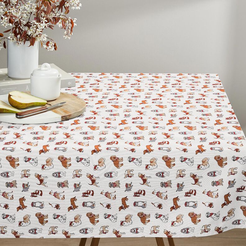 Tecido de algodão Cretone Cães brincalhões – castanho médio/marfim,  image number 6