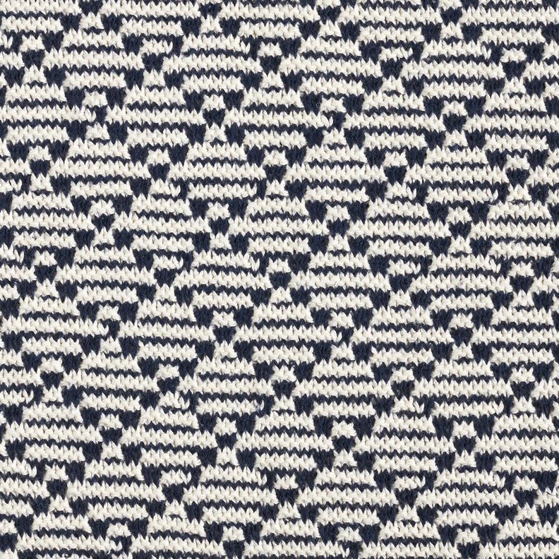Malha grossa Algodão Losangos – branco/azul-marinho,  image number 1