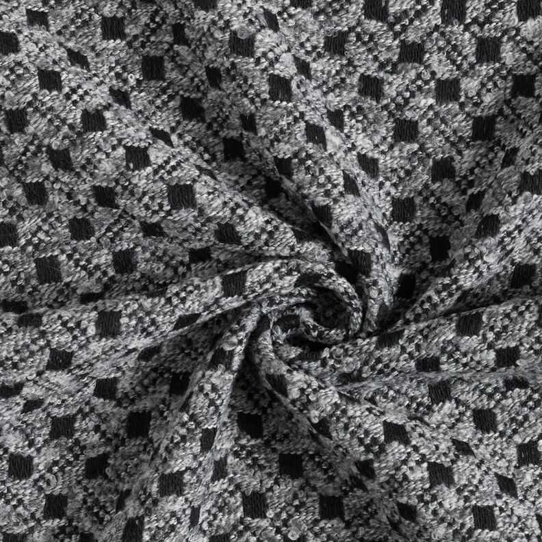 Tecido para sobretudos caixinhas – cinzento claro/preto,  image number 4