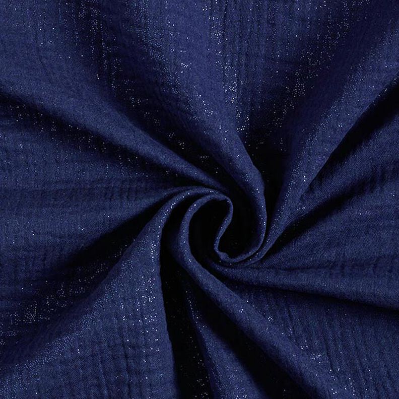 Musselina/ Tecido plissado duplo Pintas brilhantes finas| by Poppy – azul-marinho,  image number 1