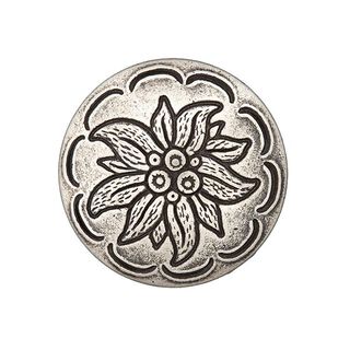Botão tradicional Gavinha floral - prata antiga metálica velho metálica, 