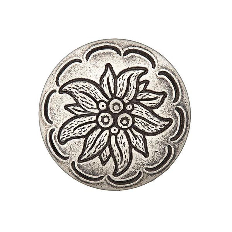 Botão tradicional Gavinha floral - prata antiga metálica velho metálica,  image number 1