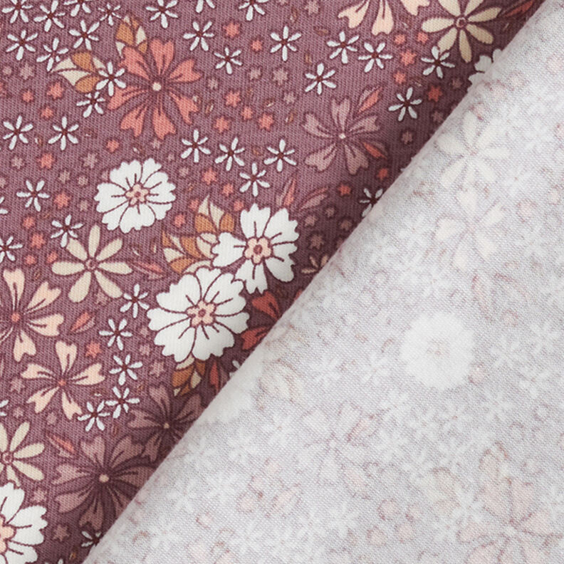 Jersey de algodão Prado de flores – rosa-velho escuro,  image number 4