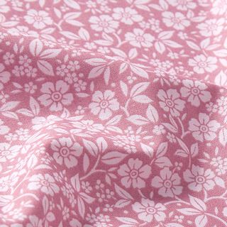 Popelina de algodão Flores bicolores – rosa embaçado/rosé, 