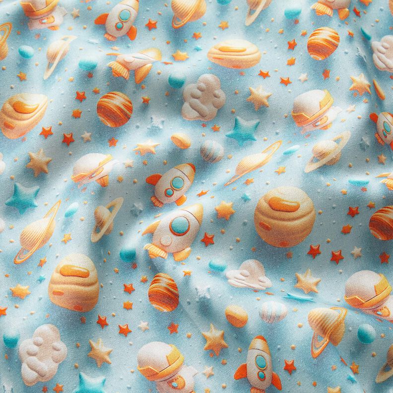 Popelina de algodão Espaço Impressão Digital – azul claro,  image number 2