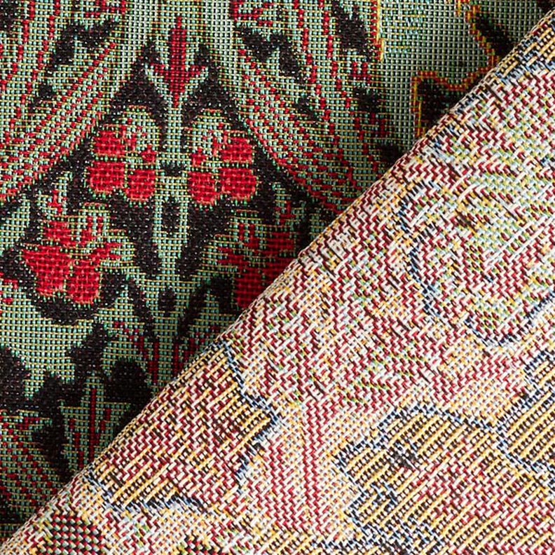 Tecido para decoração Gobelina ornamento floral grande – verde escuro/verde claro,  image number 5