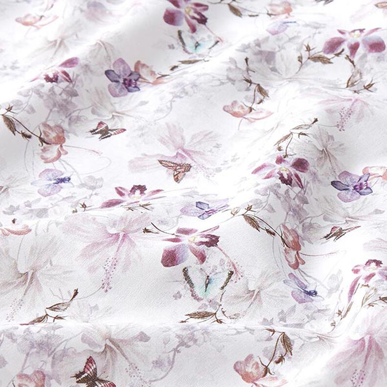 Tecido para decoração Popelina de algodão Borboletas e Orquídeas – púrpura média,  image number 2