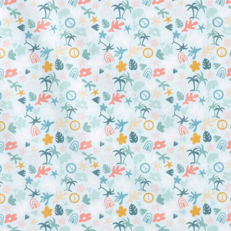 Popelina de algodão Bio Mundo de palmeiras – azul bebé/menta clara,  image number 1