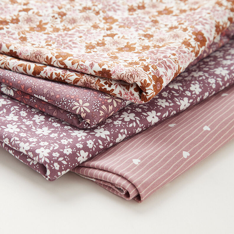 Jersey de algodão Florzinhas bicolores  – rosa-velho escuro,  image number 5