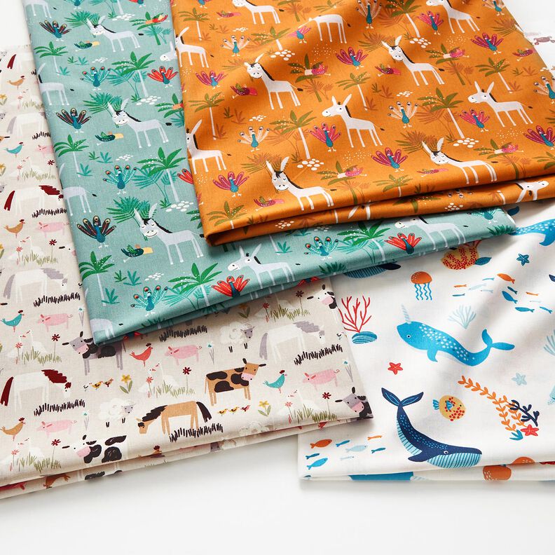 Tecido de algodão Cretone Burro e pavões – eucalipto,  image number 5