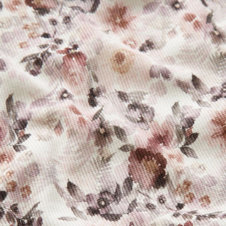 Jersey canelado Flores românticas Impressão Digital – branco sujo,  image number 2