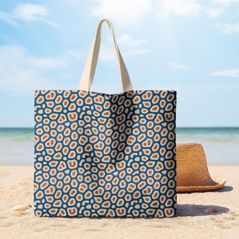 Tecido para decoração Meio linho Panamá Padrão Leo abstrato – azul/caju,  image number 8