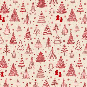Tecido de algodão Cretone Pinheirinhos engraçados – natural/carmin, 