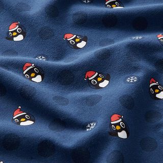 Jersey de algodão Pinguim com chapéu de Pai Natal – azul-marinho, 