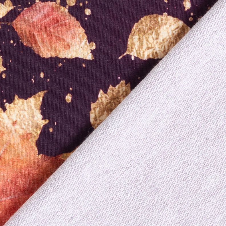 French Terry Tecido com orla Folhas de ácer | Glitzerpüppi – merlot/ouro velho,  image number 4