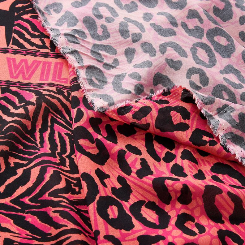 Viscose Voile Leo e flores Design de rebordo Barra – pink/laranja,  image number 8