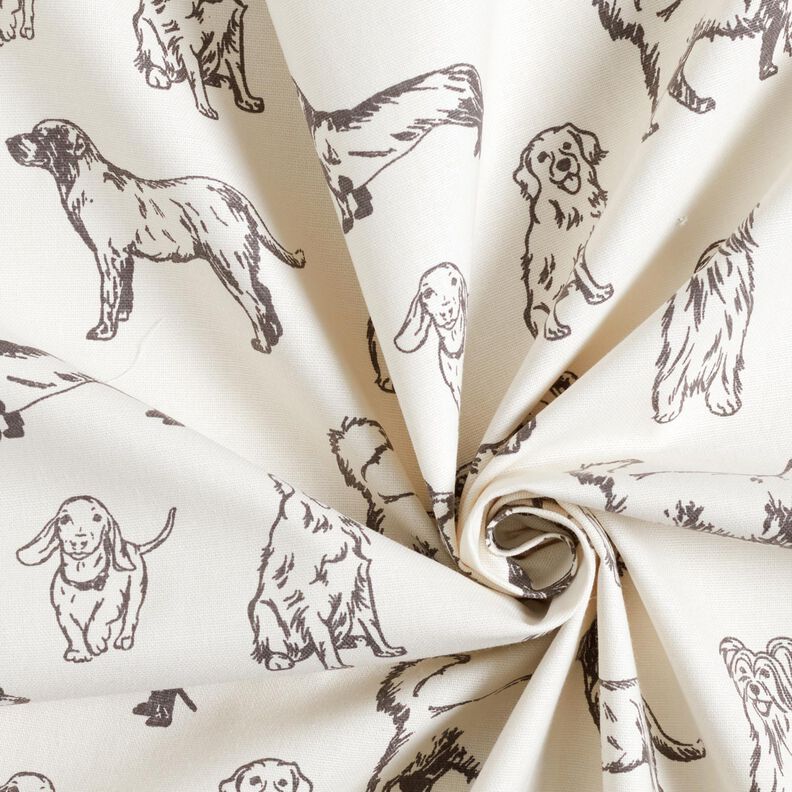 Tecido para decoração Lona Cães – creme/cinzento,  image number 3