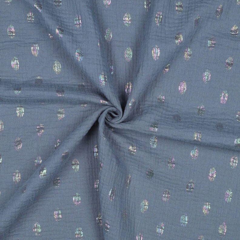 Musselina/ Tecido plissado duplo Pintas Estampado prateado | by Poppy – cinza claro,  image number 3