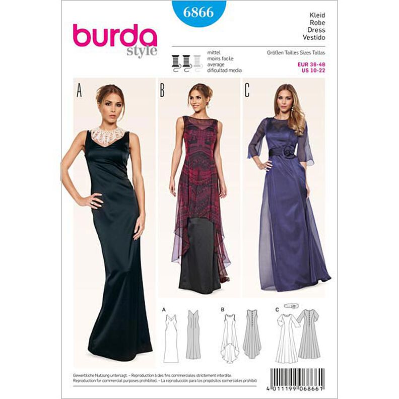 Vestido de noite / Bata, Burda 6866,  image number 1