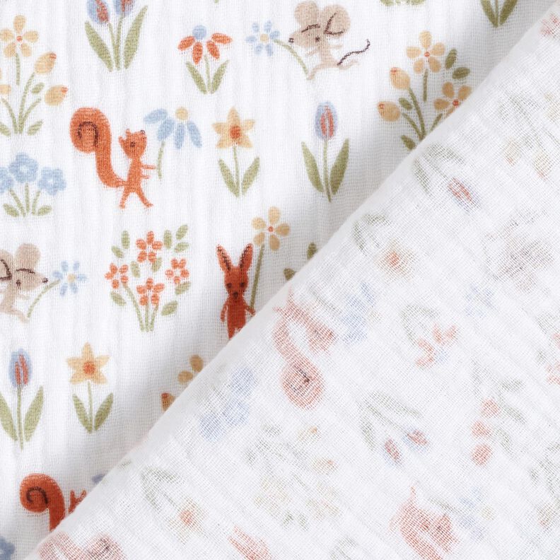 Musselina/ Tecido plissado duplo Esquilo e rato – branco,  image number 4