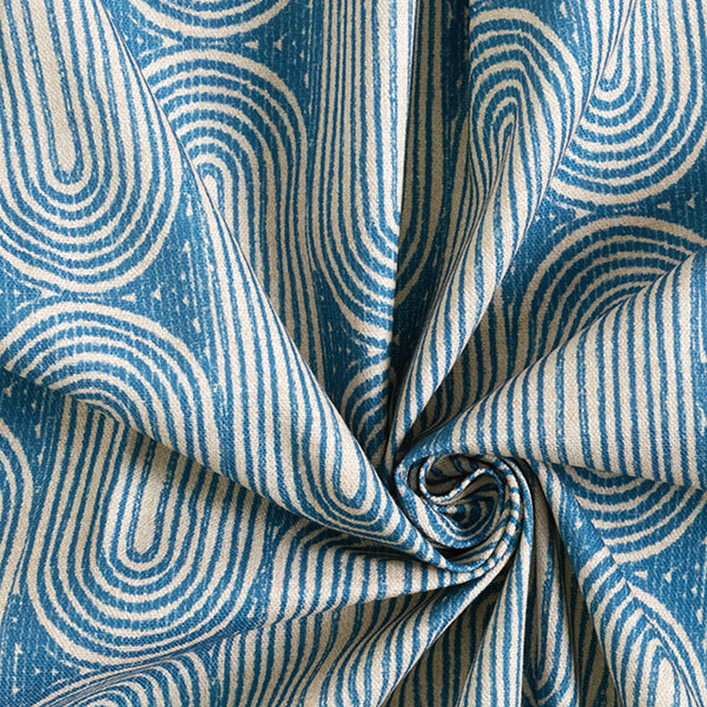 Tecido para decoração Meio linho Panamá Arcos – azul real/natural,  image number 3