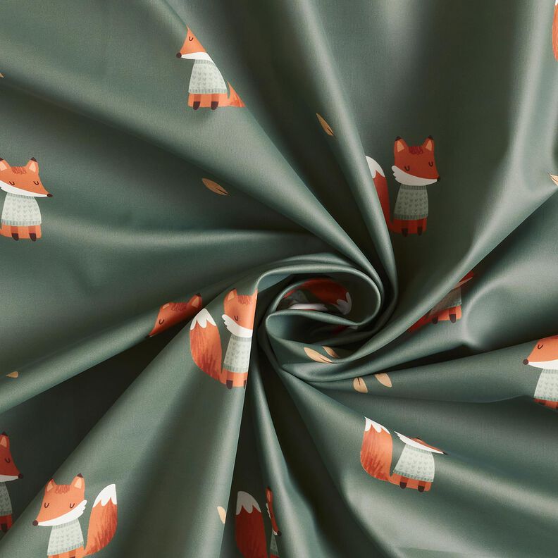 Tecido para impermeáveis Raposa Impressão Digital – verde amarelado,  image number 4