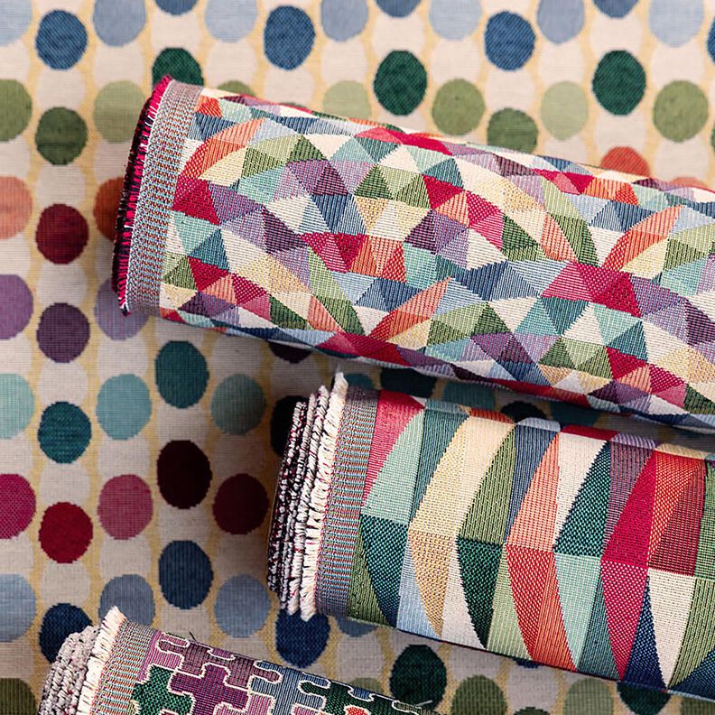 Tecido para decoração Gobelina Ziguezague gráfico – bege claro/carmin,  image number 6