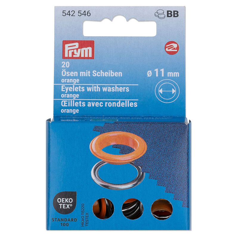 Ilhós com anilhas [20 peças | Ø 11 mm] | Prym – laranja/prata metálica,  image number 1