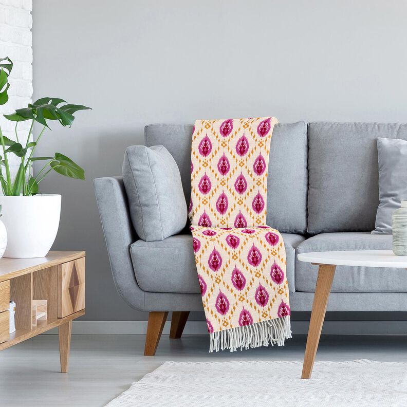 Tecido acolchoado Musselina Flores étnicas – branco sujo/pink,  image number 5