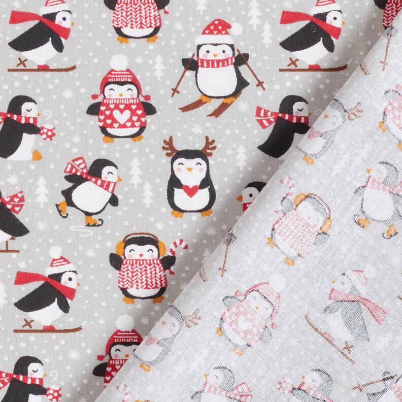 Tecido de algod&atilde;o Cretone Pinguins &ndash; cinzento-prateado,  image number 4