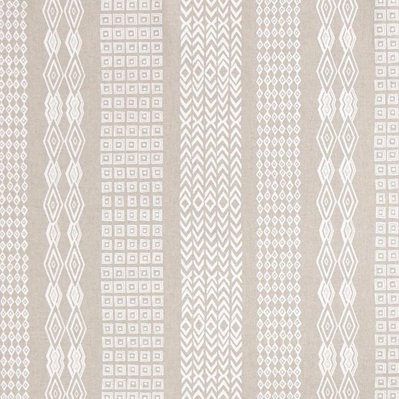 Tecido para decoração Meio linho Panamá Riscas étnicas – natural/branco,  image number 1