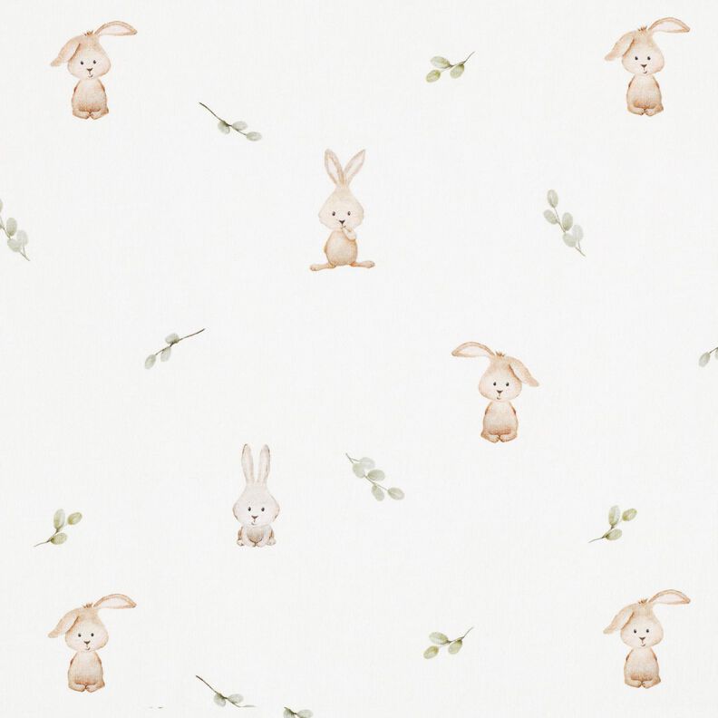 GOTS Jersey de algodão Coelhinho fofo Impressão Digital – marfim,  image number 1