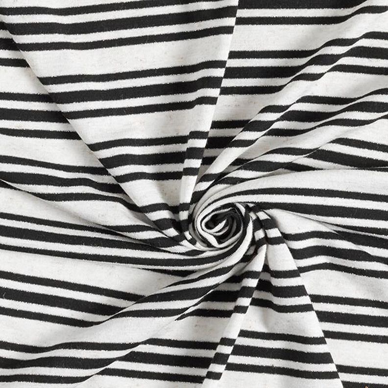 Jersey de viscose Riscas brilhantes irregulares – branco sujo/preto,  image number 3