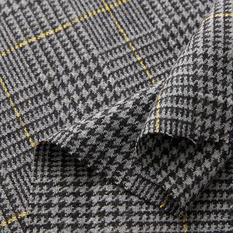 Tecido de lã Príncipe de Gales – cinzento escuro/amarelo,  image number 3