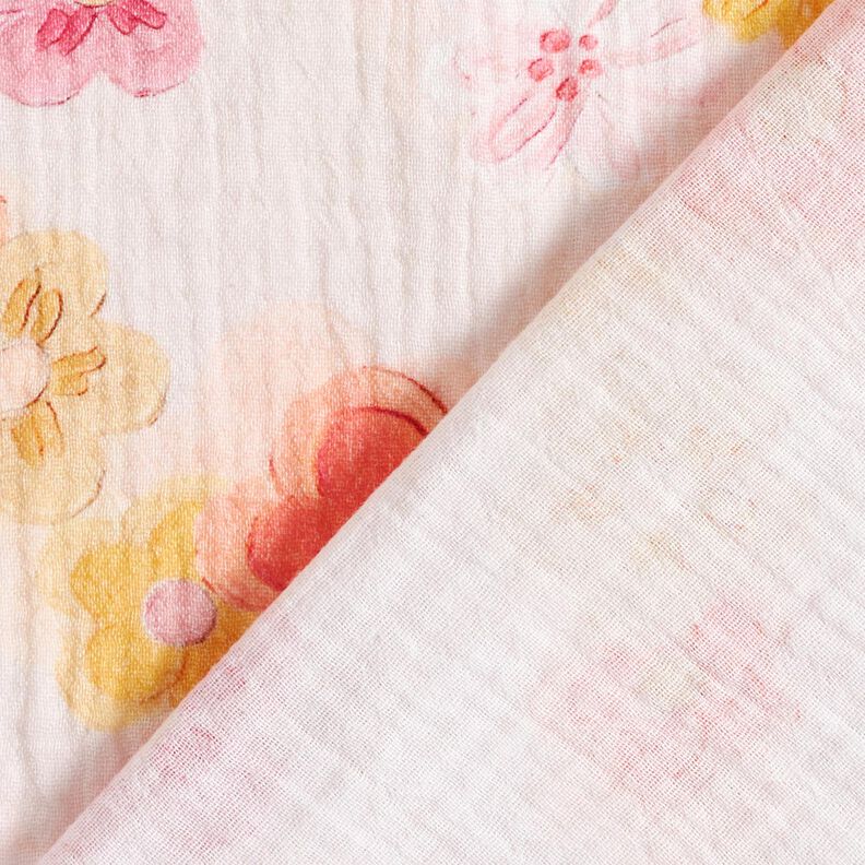 Musselina/ Tecido plissado duplo Flores grandes Impressão Digital – rosé,  image number 4