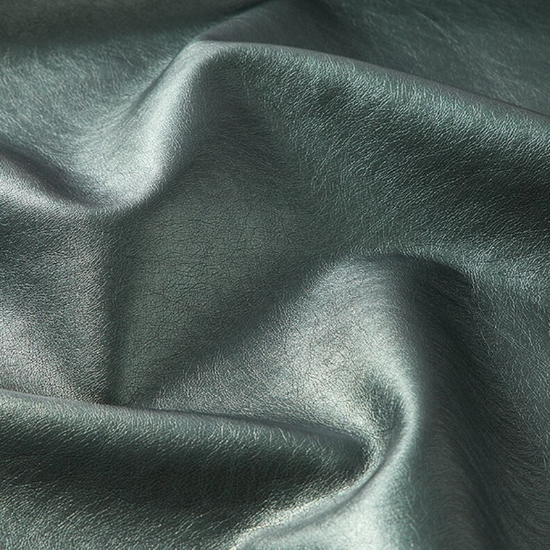 Pele sintética Brilho metálico – verde escuro,  image number 2