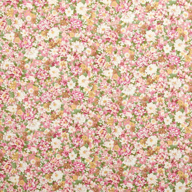 Popelina de algodão Flores românticas – rosa/bege,  image number 1