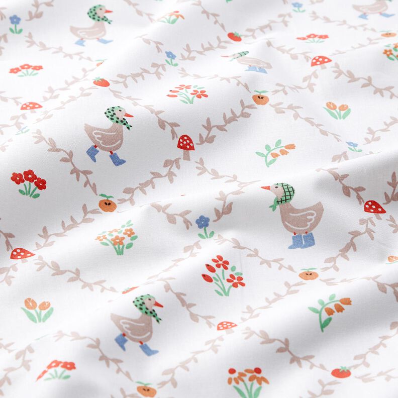 Popelina de algodão Casa de campo Gansos – marfim/bege escuro,  image number 2