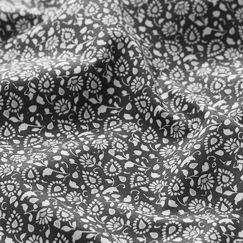 Tecido de algodão Cretone Paisley pequeno – cinzento escuro,  image number 2