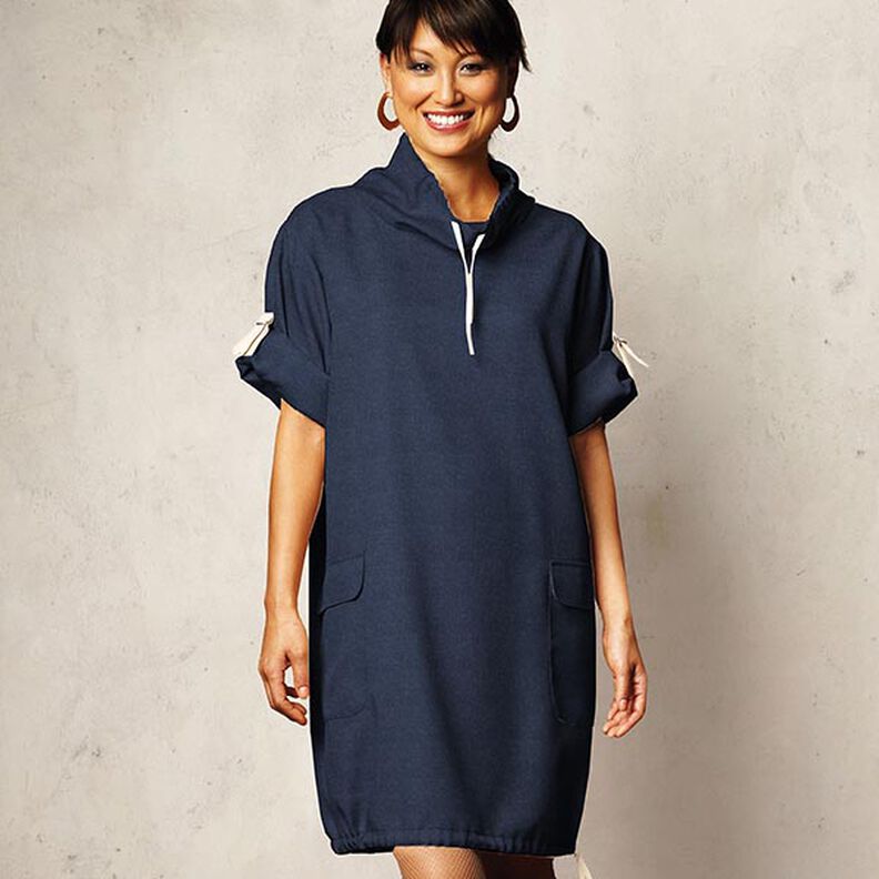 Tecido polar de algodão Liso – azul-noite,  image number 7