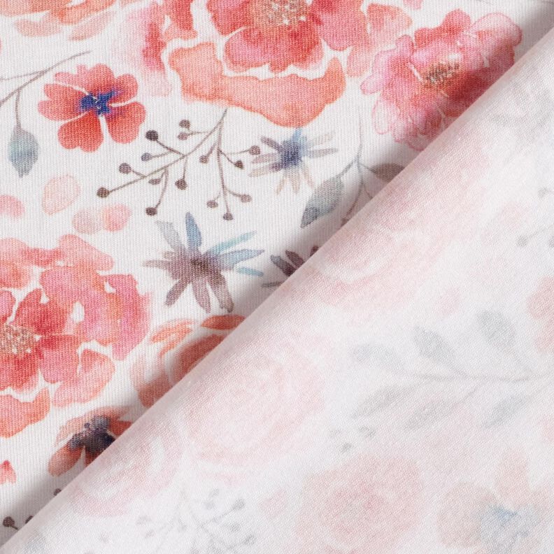 Jersey de algodão Rosas em aguarela – branco/rosa,  image number 4