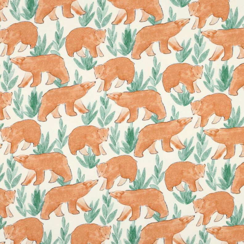 French Terry Sweat de verão Ursos em aguarela Impressão Digital | Poppy Fabrics – branco sujo,  image number 1