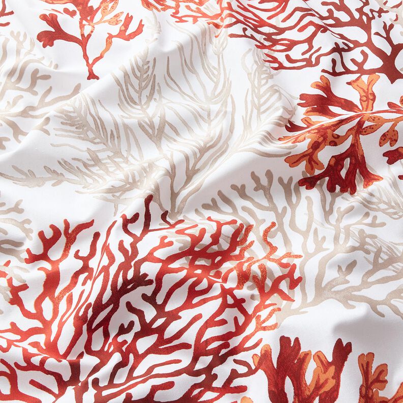 Tecido de algodão Cretone Grandes corais – branco/laranja-pêssego,  image number 2