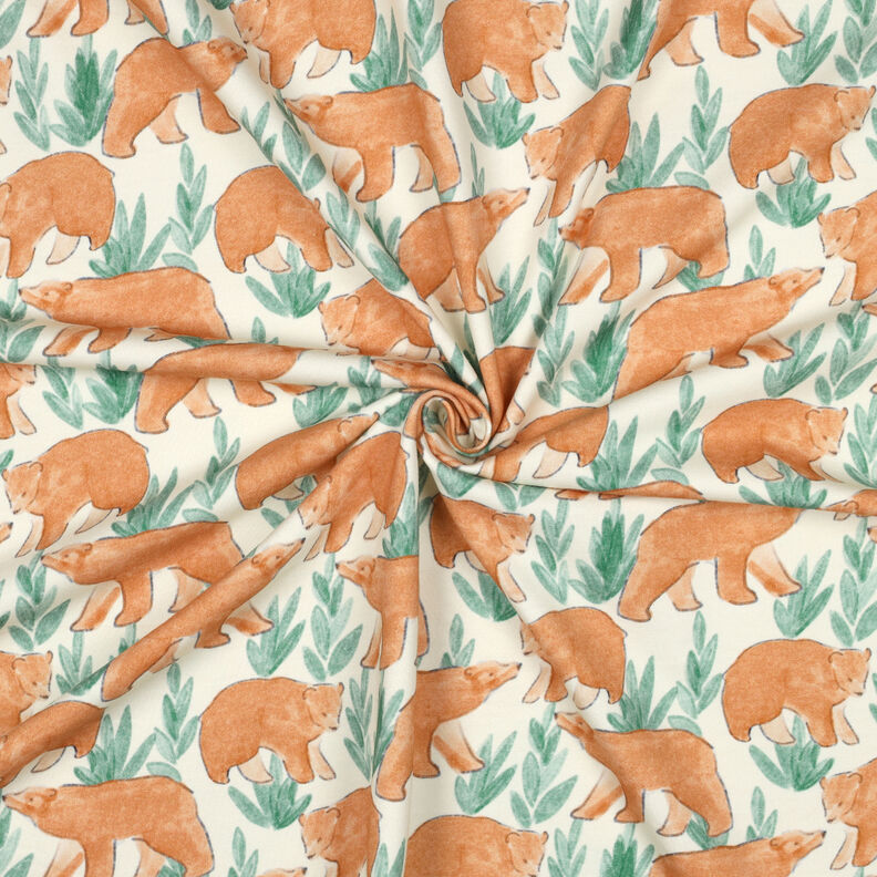 French Terry Sweat de verão Ursos em aguarela Impressão Digital | Poppy Fabrics – branco sujo,  image number 3