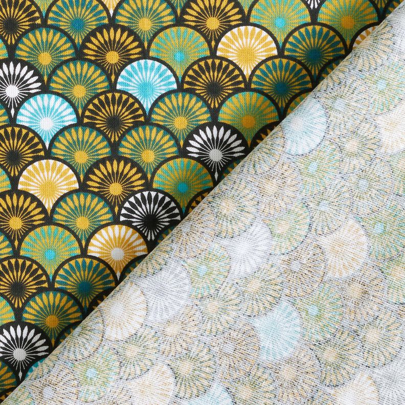 Tecido de algodão Cretone Leques redondos – azul petróleo,  image number 4